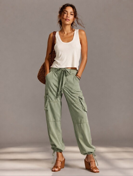 Anthropologie Pants - Pilcro Anthropologie Sage Green Cargo Utility Pants Women's Size 28